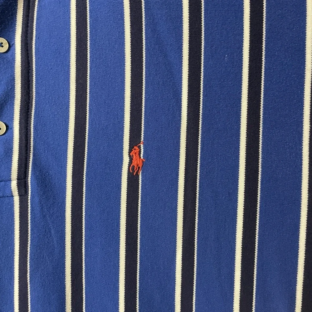 Polo by Ralph‎ Lauren Men's XL  Polo Shirt Blue W White Striped Collared SS